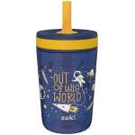 Zak Designs Kelso 15 oz Tumbler, (Space) Non-BPA Leak-Proof Screw-On Lid with Straw Made of Durable Plastic and Silicone, Perfect Baby Cup for Kids
