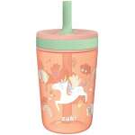 Zak Designs Kelso Tumbler Set 15 oz, (Unicorn) Non-BPA Leak-Proof Screw-On Lid with Straw Made of Durable Plastic and Silicone, Perfect Baby Cup Bundle for Kids