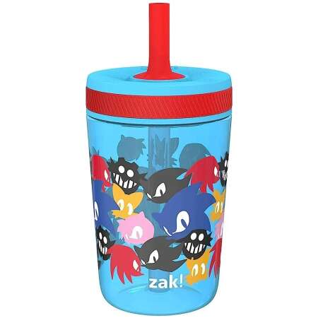Zak Designs Sonic the Hedgehog Kelso Toddler Cup For Travel or At Home, 15oz Durable Plastic Sippy Cup With Leak-Proof Design is Perfect For Kids (Sonic)