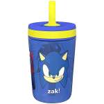 Zak Designs Sonic the Hedgehog Kelso Toddler Cup For Travel or At Home, 15oz Durable Plastic Sippy Cup With Leak-Proof Design is Perfect For Kids (Sonic)