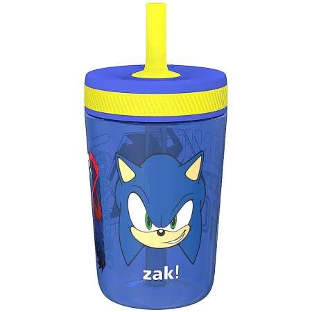 Zak Designs Sonic the Hedgehog Kelso Toddler Cup For Travel or At Home, 15oz Durable Plastic Sippy Cup With Leak-Proof Design is Perfect For Kids (Sonic)