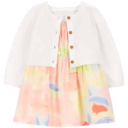 Baby 2-Piece Smocked Dress & Cardigan Set