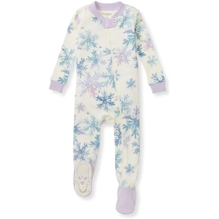 Burt's Bees Baby Baby Girls' Organic Cotton Zip-Front Non-Slip Footed Sleeper Pajamas Snowflake Flurries