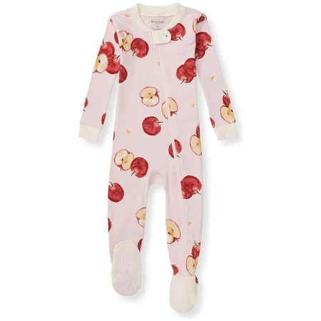 Burt's Bees Baby Baby Girls' Organic Cotton Zip-Front Non-Slip Footed Sleeper Pajamas Apple Orchard