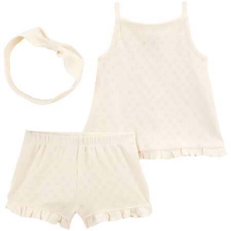 Baby 3-Piece Pointelle Heart Outfit Set - Cream