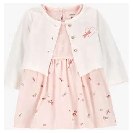 Baby 2-Piece Bodysuit Dress & Cardigan Set