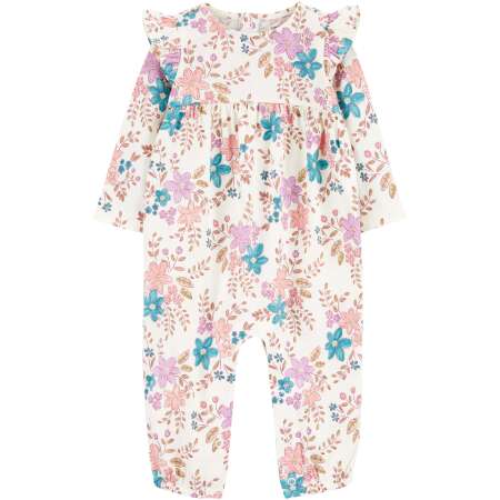 Baby Floral Jersey Long-Sleeve Jumpsuit - Floral