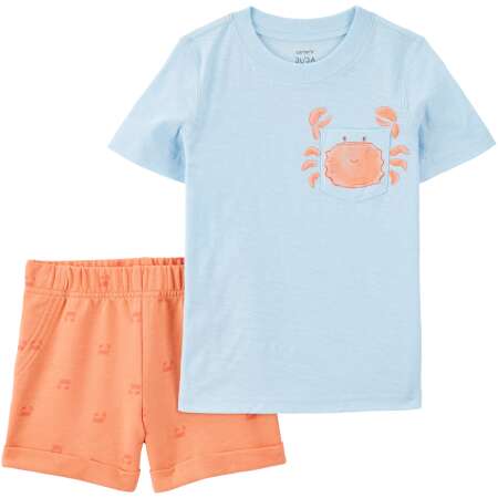 Baby 2-Piece Crab Short Set - Blue/Orange