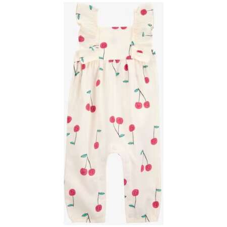 Baby Cherry Flutter Sleeves Jumpsuit-Ivory