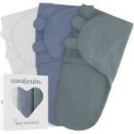 Easy Swaddle Blankets by Comfy Cubs - Stone, Nomadic Blue, Azul, Pack of 3