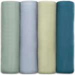 Comfy Cubs Muslin Swaddle Blankets (Pack of 4) - 47” x 47” - Sage, Pacific Blue, Fern, Neptune