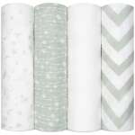 Comfy Cubs Muslin Swaddle Blankets (Pack of 4) - 47” x 47” - Green
