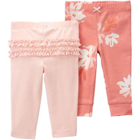 Baby 2-Pack Pull-On Pants - Pink/Floral
