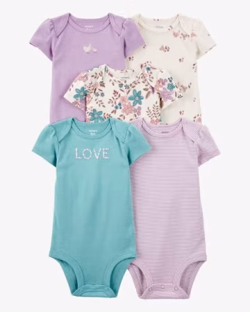 Baby 5-Pack Floral Short-Sleeve Bodysuits