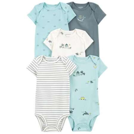 Baby 5-Pack Ocean Print Sleeveless Bodysuits