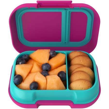 Bentgo Kids Snack - 2 Compartment Leak-Proof Bento Box  (Fuschia/Teal)