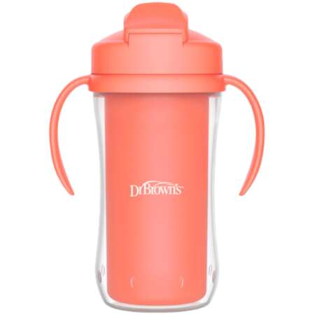 Dr. Brown's Milestones Insulated Sippy Cup with Straw and Handles, Spill-Proof Tumbler with Lid