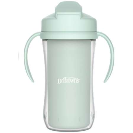 Dr. Brown's Milestones Insulated Sippy Cup with Straw and Handles, Spill-Proof Tumbler with Lid