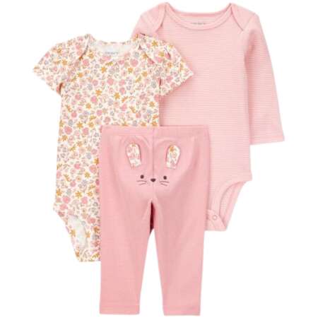 Baby Girl 3-Piece Floral Mouse Little Character Set® - Pink