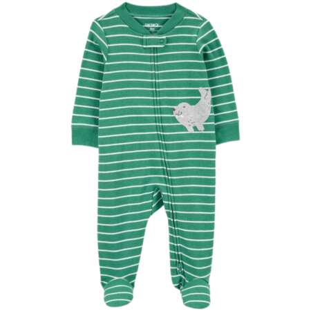 Baby Boy Striped Walrus 2-Way Zip Sleep & Play Pajamas