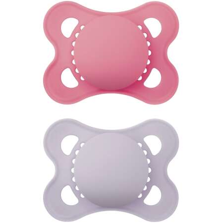 MAM Original Matte Baby Pacifiers, Girls 0-6 Months, BPA-Free Silicone Nipple, Easy to Clean, Best for Newborn Babies, 2 Count with Sterilizer Case