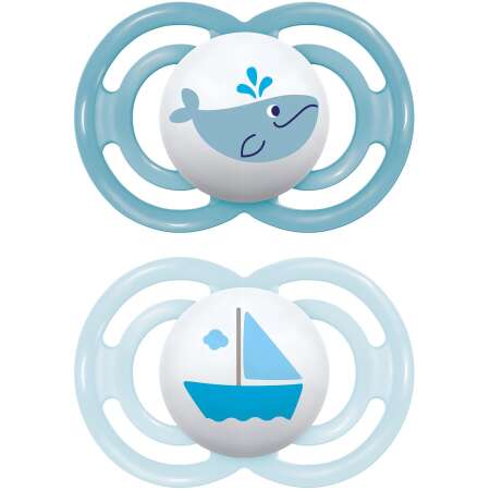 MAM Perfect Baby Pacifier, Patented Nipple, Developed with Pediatric Dentists & Orthodontists, 2 Pack, 6-16 Months, Boy