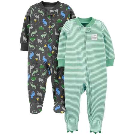 Simple Joys by Carter's Baby Boys' 2-Way Zip Thermal Footed Sleep and Play, Pack of 2
