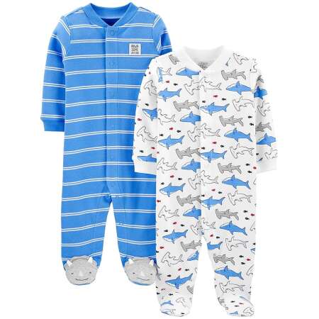 Simple Joys by Carter's Baby Boys' 2-Way Zip Thermal Footed Sleep and Play, Pack of 2