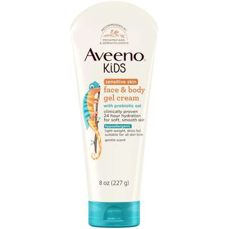 Aveeno Sensitive Skin Face & Body Gel Cream for Kids with Prebiotic Oat 8 oz