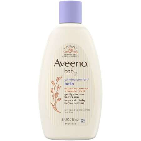 Aveeno Baby Calming Comfort Bath & Wash with Relaxing Lavender & Vanilla Scents & Natural Oat Extract, Hypoallergenic & Tear-Free Formula, Paraben-, Phthalate- & Soap-Free, 8 fl. Oz