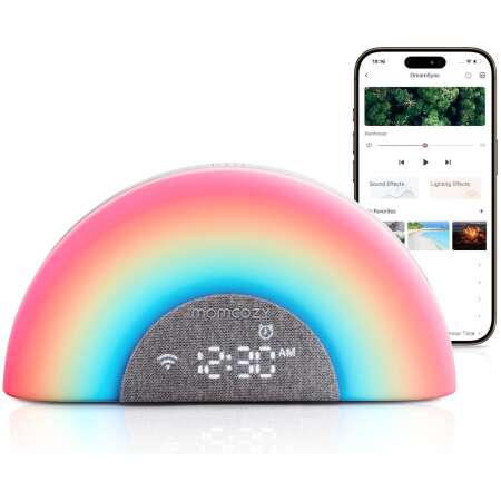 Momcozy Baby Sound Machine & Night Light–White Noise Machine with App Control, Sunrise Alarm, 34 Soothing Sounds–Sleep Trainer for Newborns & Toddlers, Travel Nursery Essential