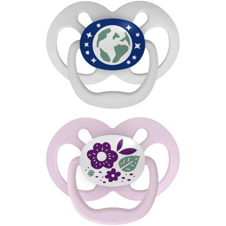 Dr. Brown's Advantage Baby Pacifier Purple Nature, 6-18m, BPA Free, 2 Pack